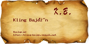Kling Baján névjegykártya
